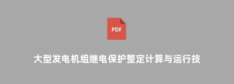 大型发电机组继电保护整定计算与运行技术 第二版 